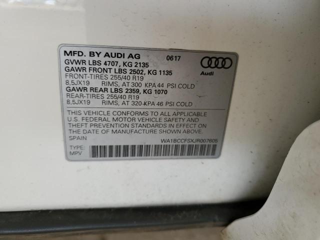 2018 Audi Q3 Premium VIN: WA1BCCFSXJR007605 Lot: 53605744