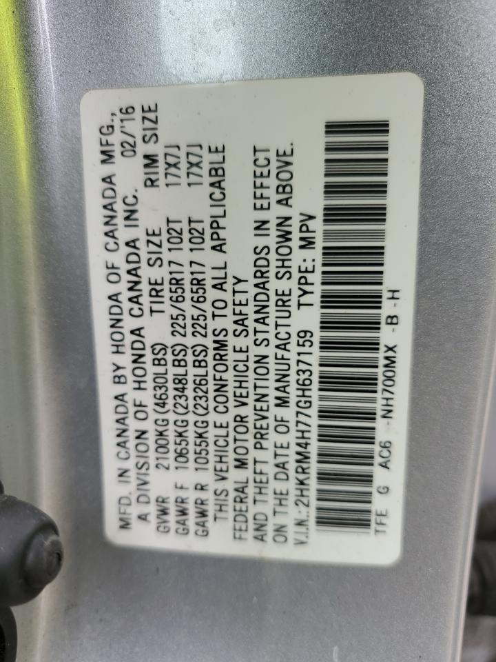 2HKRM4H77GH637159 2016 Honda Cr-V Exl