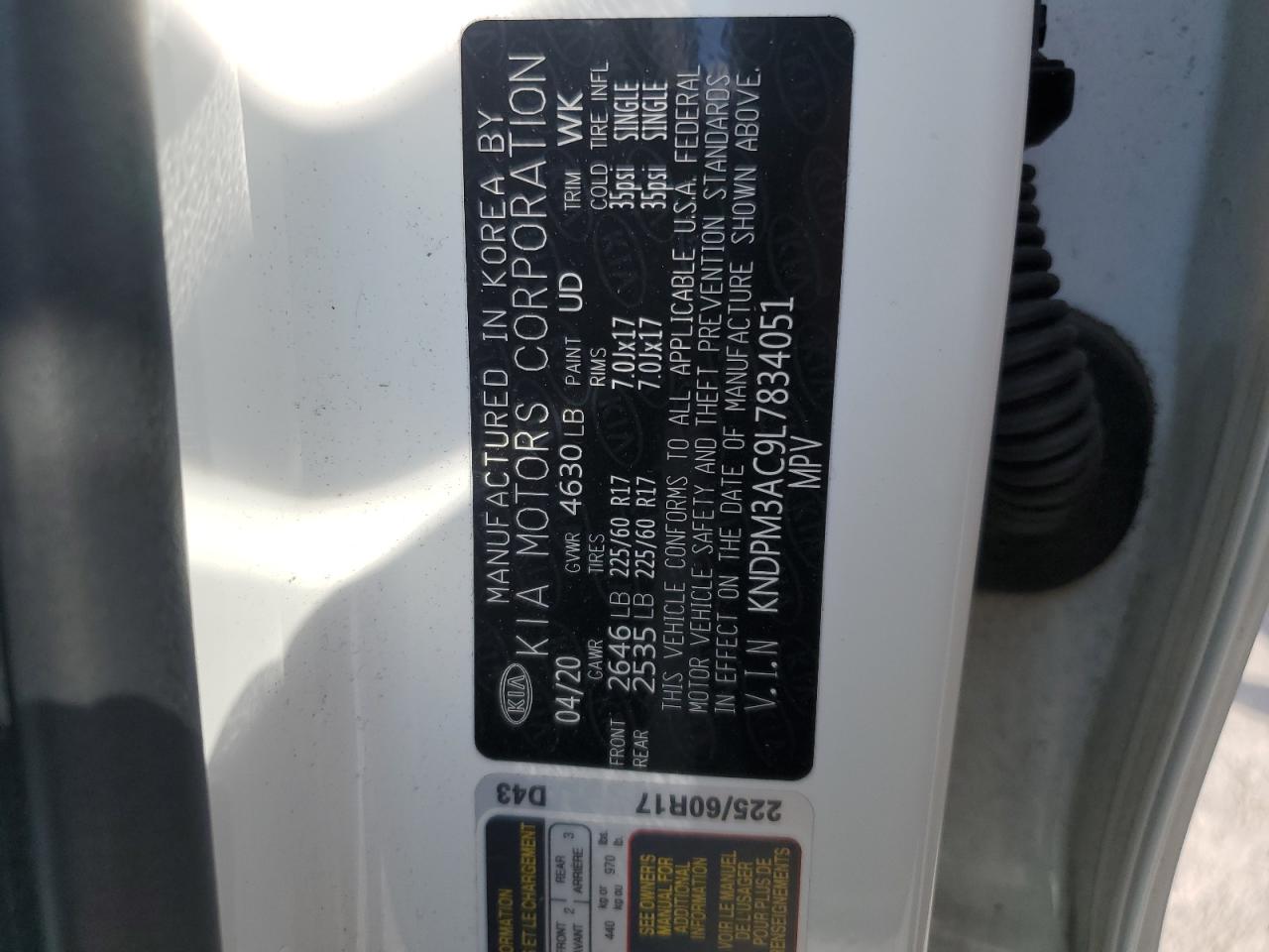 KNDPM3AC9L7834051 2020 Kia Sportage Lx