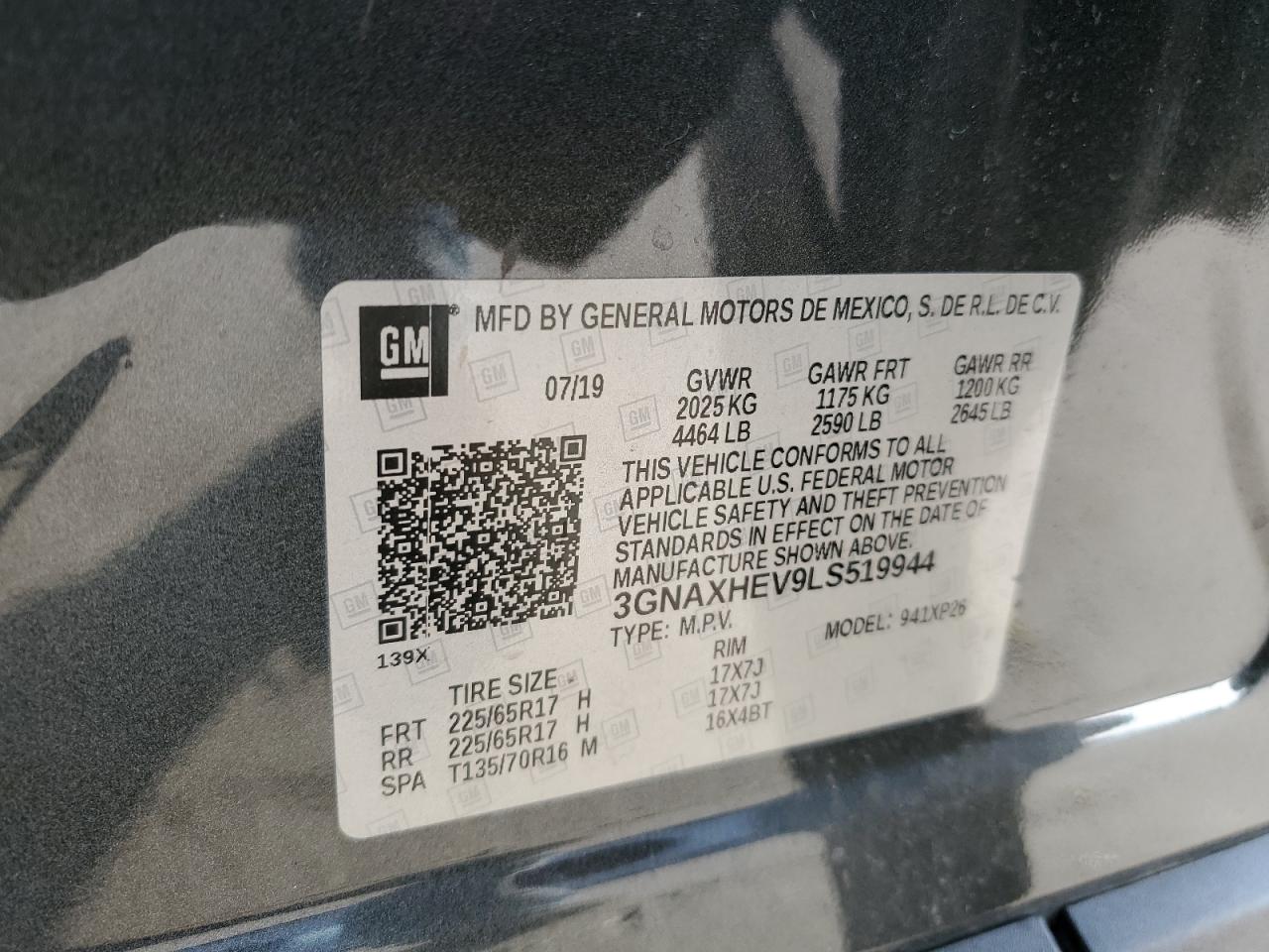 2020 Chevrolet Equinox Ls vin: 3GNAXHEV9LS519944