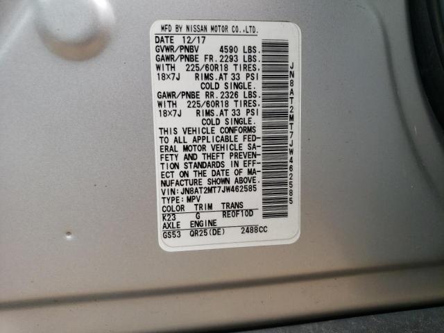 2018 Nissan Rogue S VIN: JN8AT2MT7JW462585 Lot: 54812444