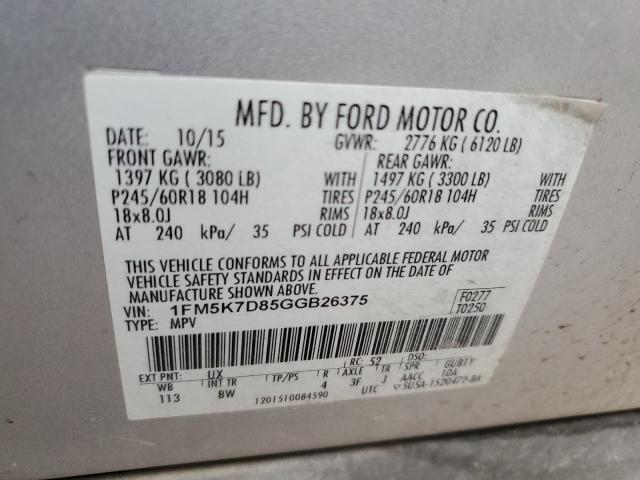 2016 Ford Explorer Xlt VIN: 1FM5K7D85GGB26375 Lot: 52517464