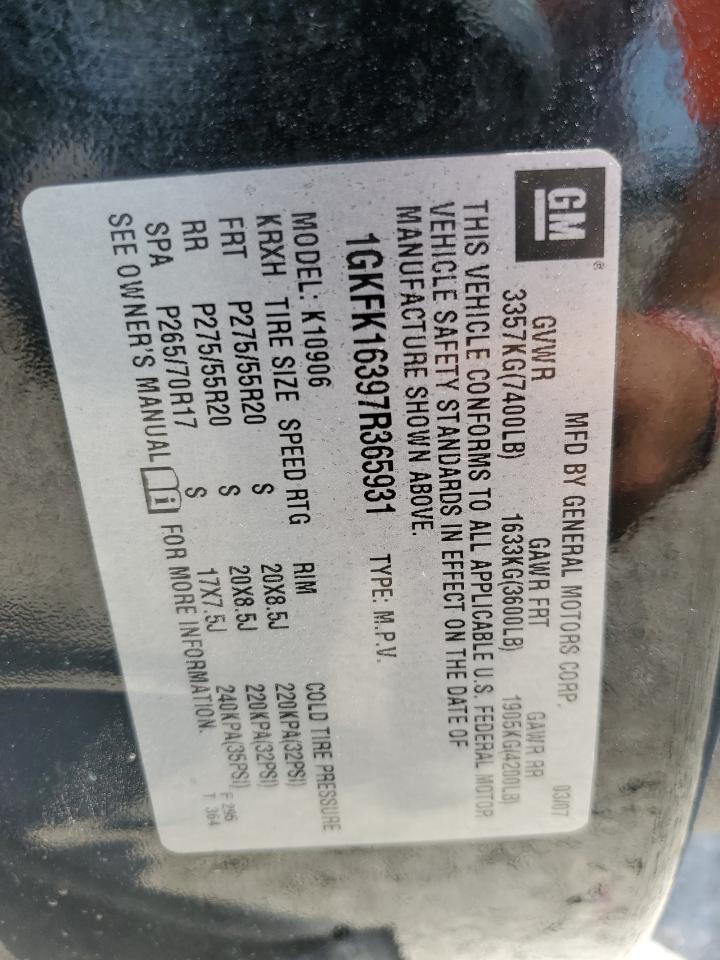 1GKFK16397R365931 2007 GMC Yukon Xl K1500