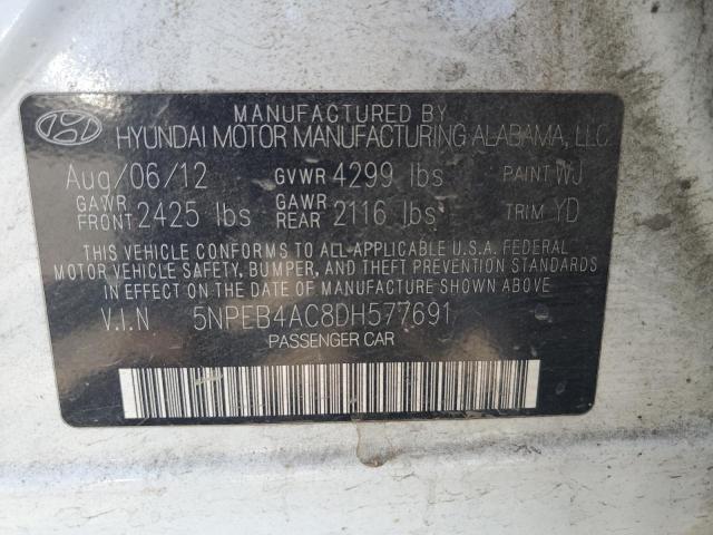 2013 Hyundai Sonata Gls VIN: 5NPEB4AC8DH577691 Lot: 57107344