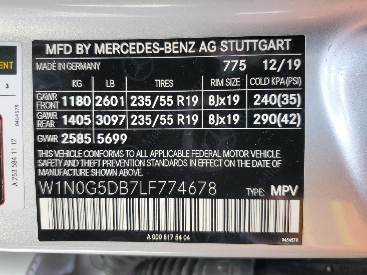 2020 Mercedes-Benz Glc 350E vin: W1N0G5DB7LF774678