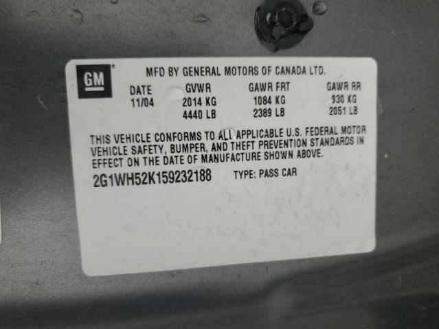 2005 Chevrolet Impala Ls VIN: 2G1WH52K159232188 Lot: 54839274