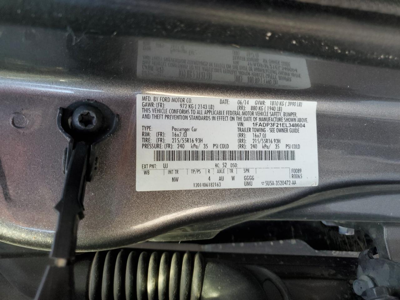 1FADP3F21EL348604 2014 Ford Focus Se