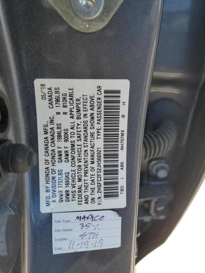 2HGFC2F52JH566921 2018 Honda Civic Lx