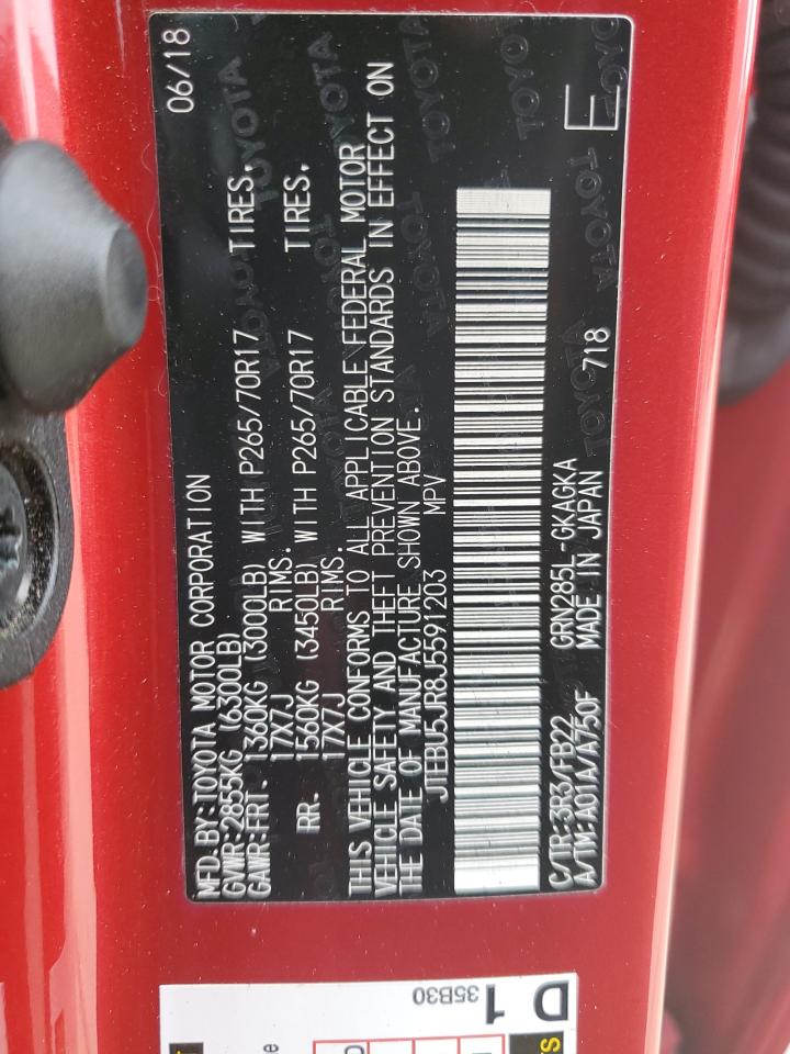 JTEBU5JR8J5591203 2018 Toyota 4Runner Sr5/Sr5 Premium