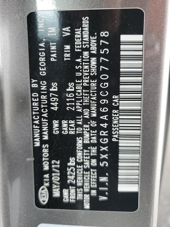 5XXGR4A69CG077578 2012 Kia Optima Sx