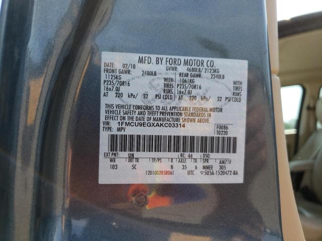 2010 Ford Escape Limited VIN: 1FMCU9EGXAKC03314 Lot: 53199684