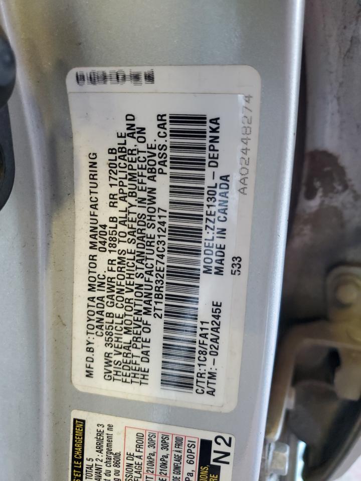 2T1BR32E74C312417 2004 Toyota Corolla Ce