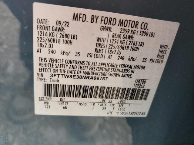 2022 Ford Maverick Xl VIN: 3FTTW8E38NRA99767 Lot: 55307184