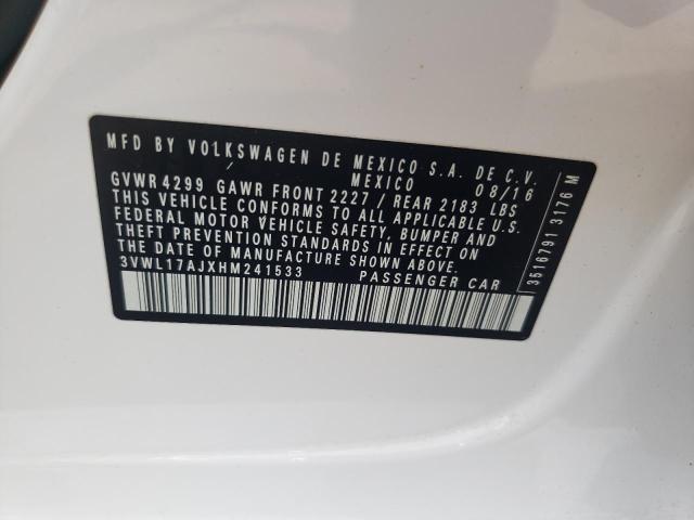 2017 Volkswagen Jetta Sel VIN: 3VWL17AJXHM241533 Lot: 56279714