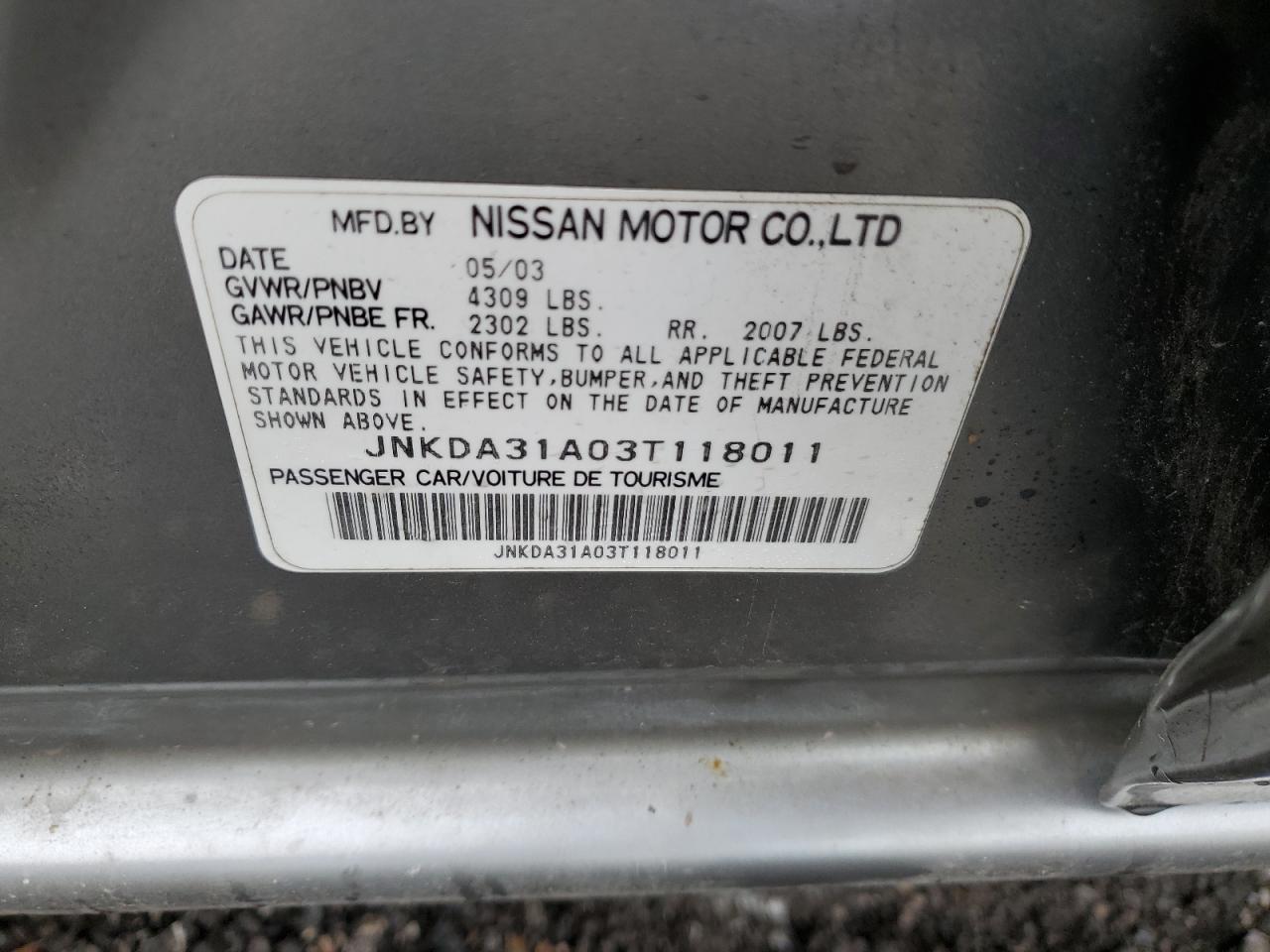 JNKDA31A03T118011 2003 Infiniti I35