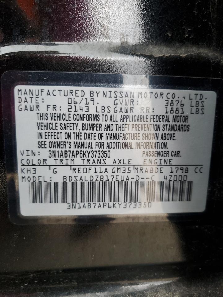 3N1AB7AP6KY373350 2019 Nissan Sentra S