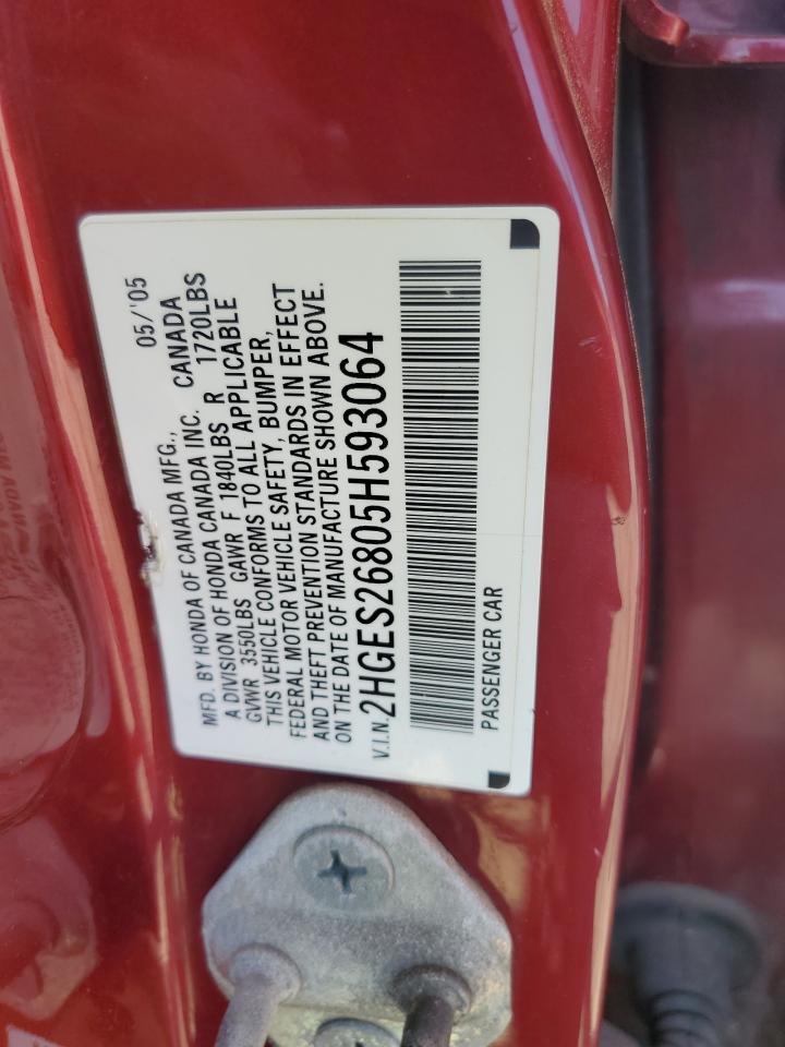 2HGES26805H593064 2005 Honda Civic Ex