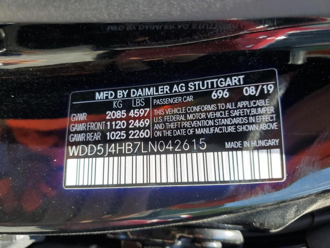 WDD5J4HB7LN042615 2020 Mercedes-Benz Cla 250 4Matic