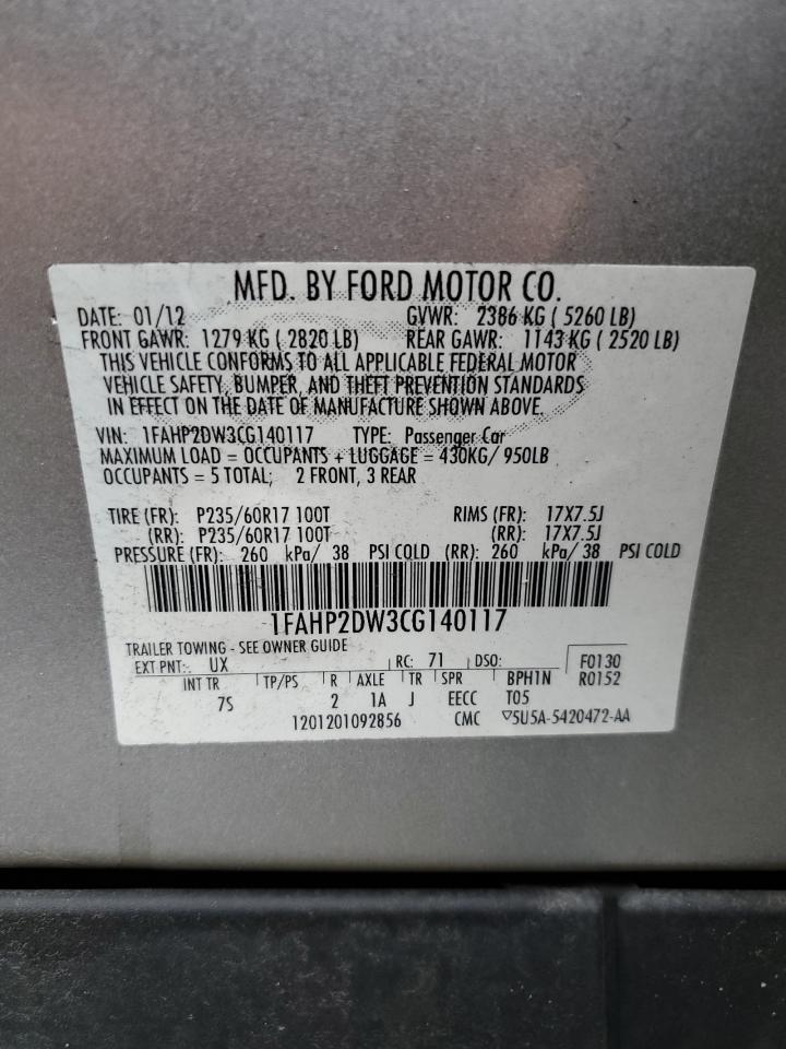1FAHP2DW3CG140117 2012 Ford Taurus Se