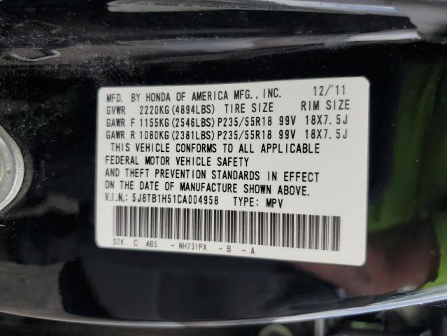 2012 Acura Rdx Technology VIN: 5J8TB1H51CA004958 Lot: 53454864