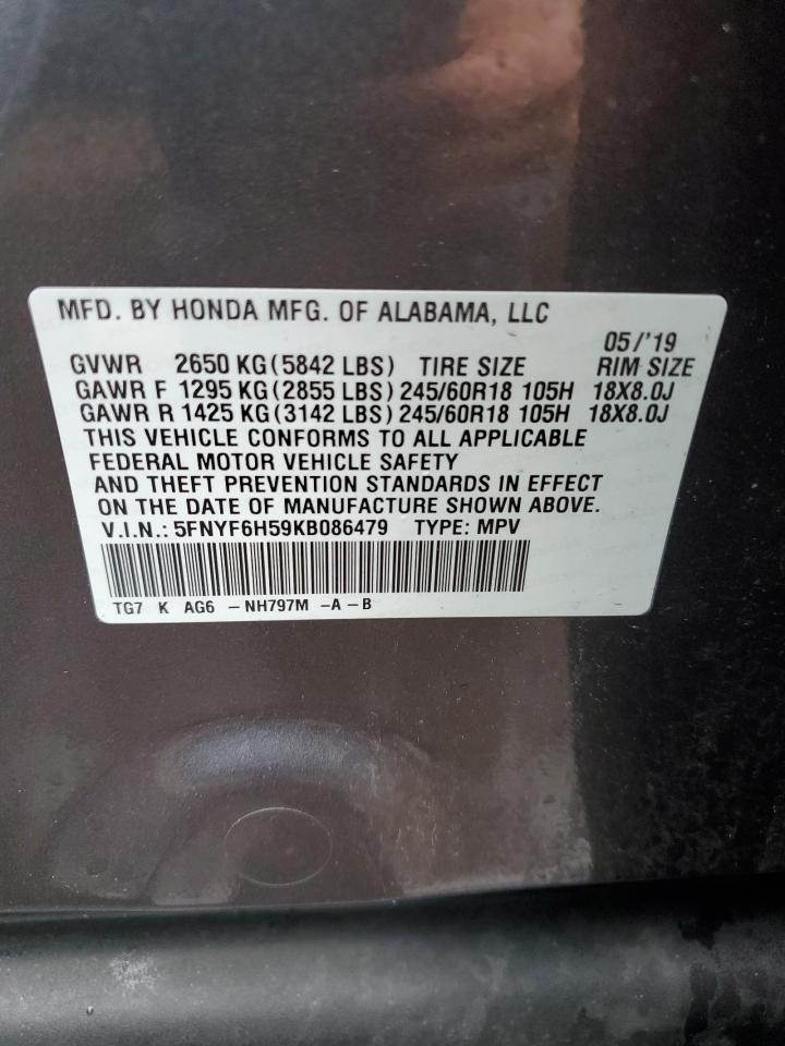 5FNYF6H59KB086479 2019 Honda Pilot Exl