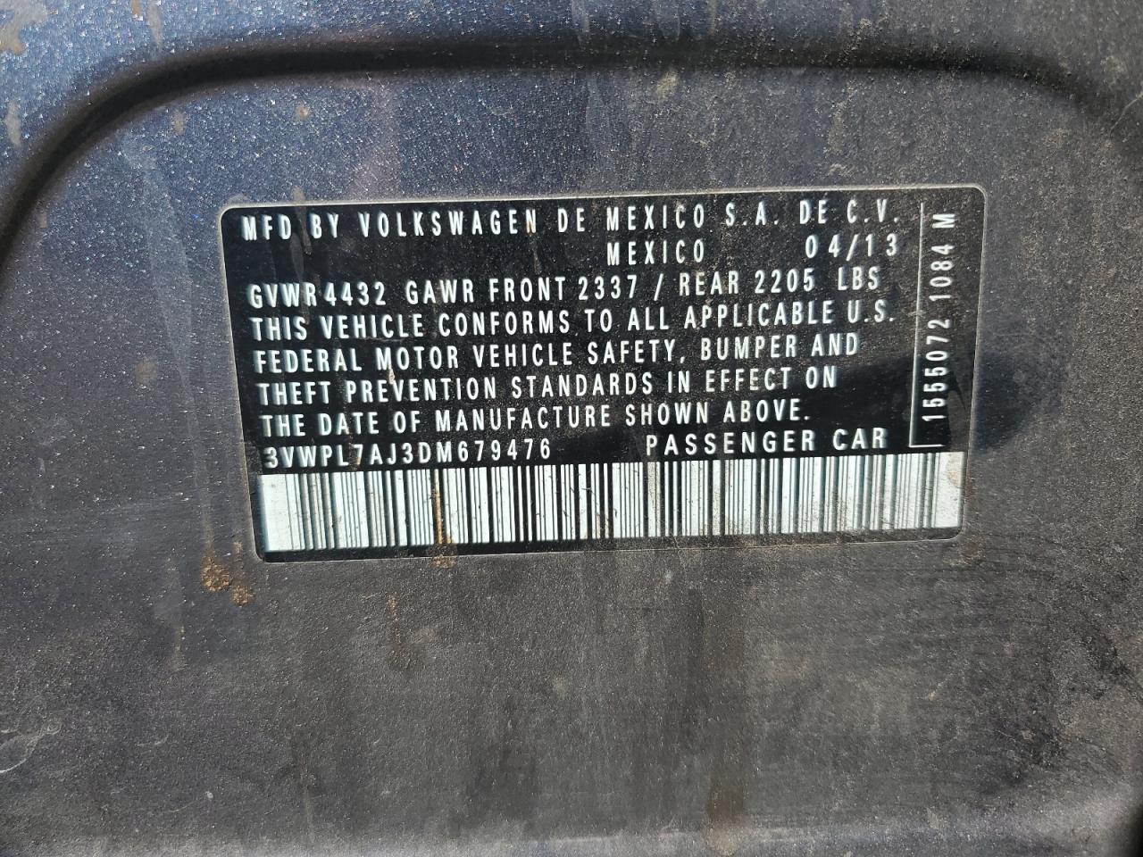 3VWPL7AJ3DM679476 2013 Volkswagen Jetta Tdi