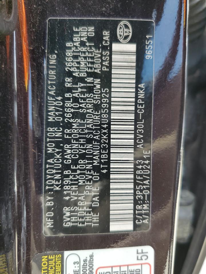 4T1BE32KX4U859925 2004 Toyota Camry Le