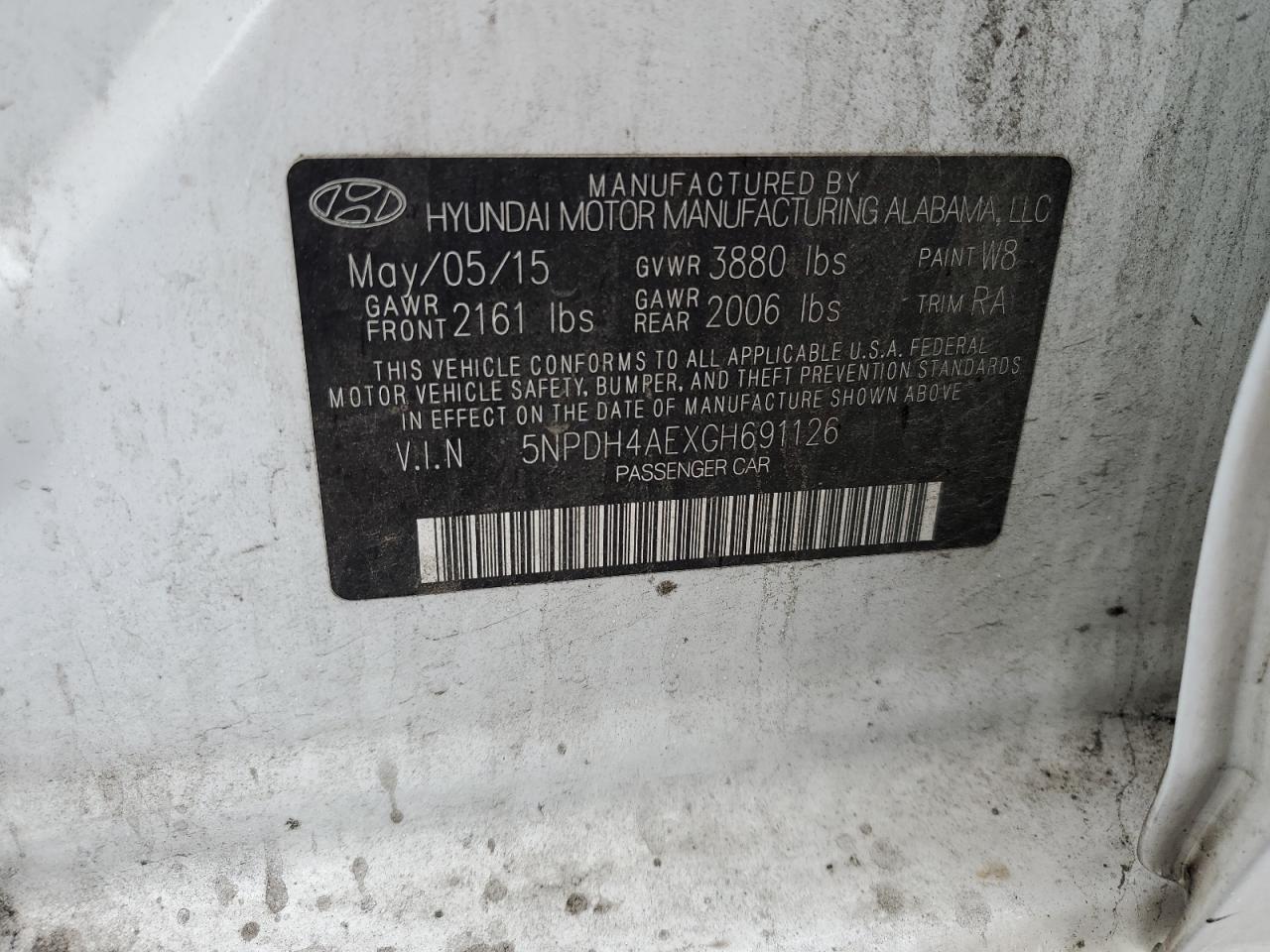 5NPDH4AEXGH691126 2016 Hyundai Elantra Se