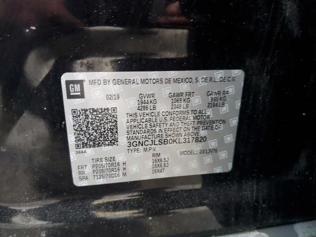 2019 Chevrolet Trax 1Lt VIN: 3GNCJLSB0KL317820 Lot: 55002324