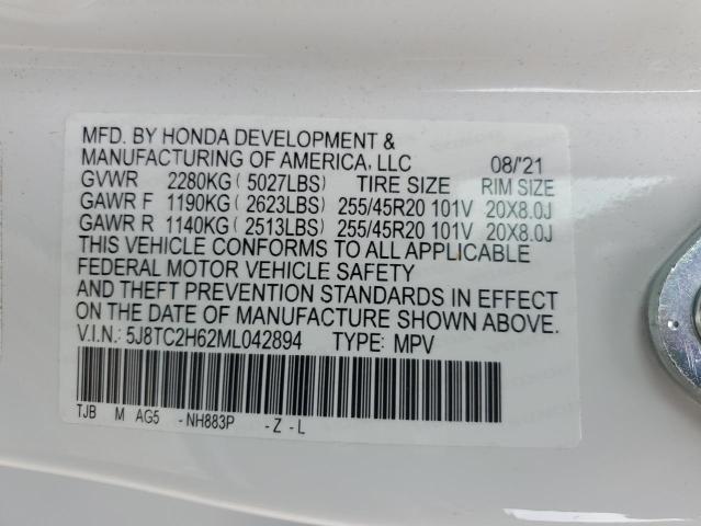 2021 Acura Rdx A-Spec VIN: 5J8TC2H62ML042894 Lot: 53496894