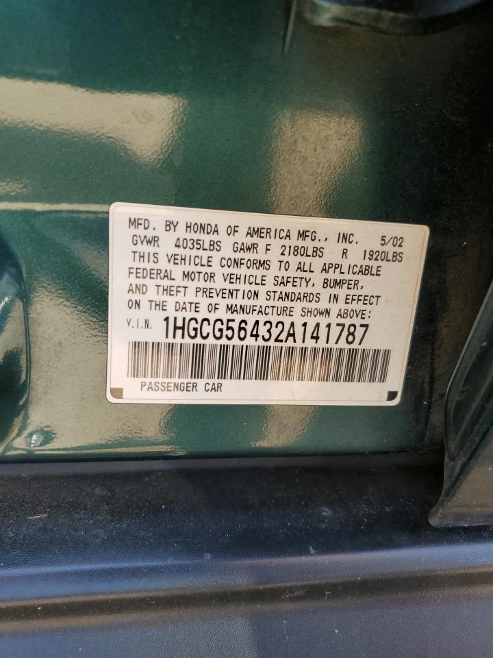 1HGCG56432A141787 2002 Honda Accord Lx