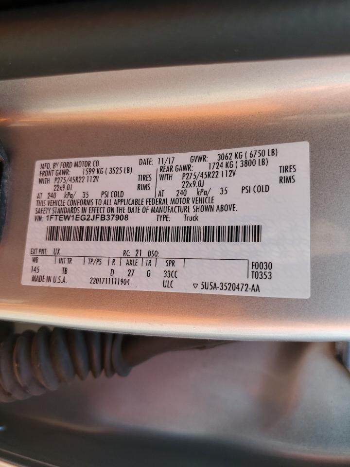 1FTEW1EG2JFB37908 2018 Ford F150 Supercrew 1FTEW1EG2JFB37908 2018 Ford F150 Supercrew