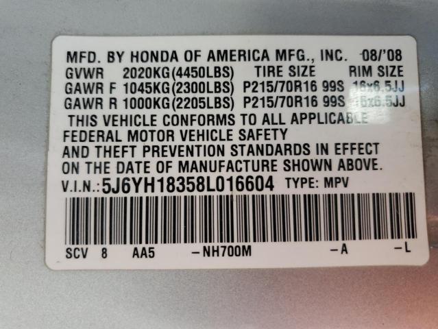 2008 Honda Element Lx VIN: 5J6YH18358L016604 Lot: 56051684