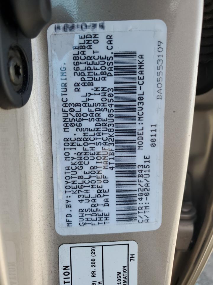 4T1BF32K83U054503 2003 Toyota Camry Le