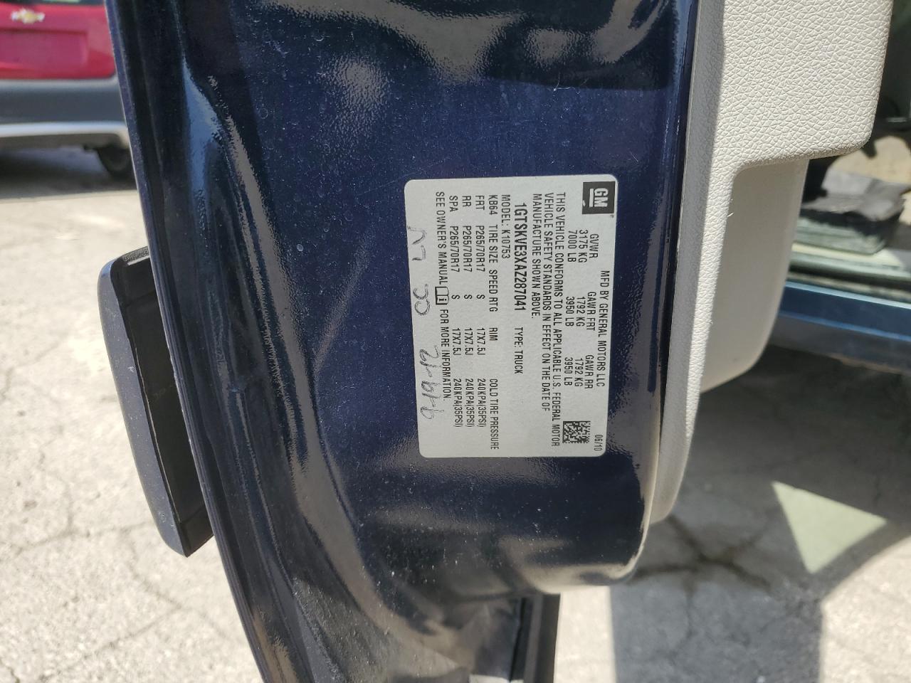 1GTSKVE3XAZ287041 2010 GMC Sierra K1500 Sle