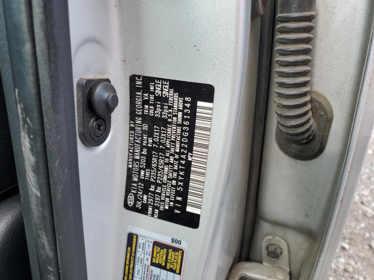 5XYKT4A22DG361348 2013 Kia Sorento Lx