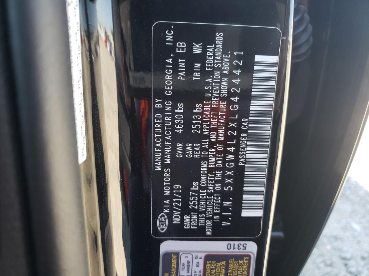 5XXGW4L2XLG424421 2020 Kia Optima Sx