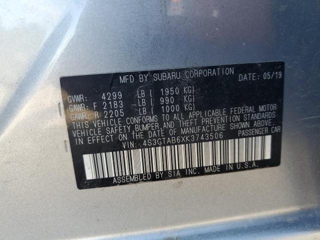 2019 Subaru Impreza VIN: 4S3GTAB6XK3743506 Lot: 55813094