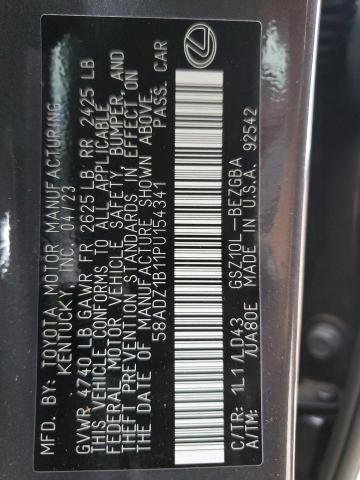 2023 Lexus Es 350 Base VIN: 58ADZ1B11PU154341 Lot: 55397464