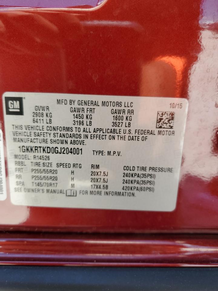 1GKKRTKD0GJ204001 2016 GMC Acadia Denali