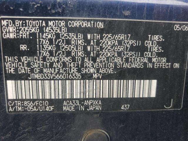 2006 Toyota Rav4 VIN: JTMBD33V566016335 Lot: 54518414