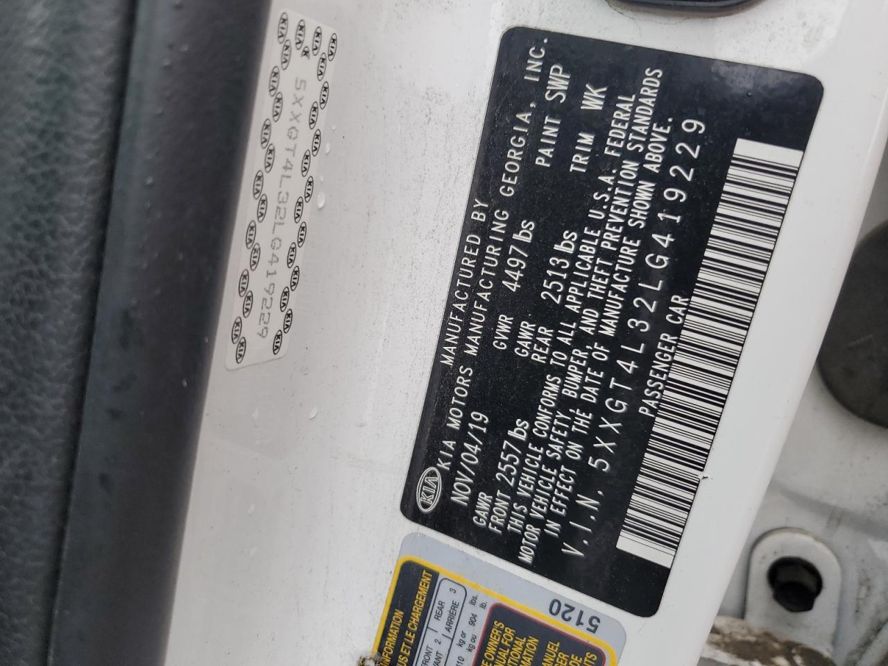 5XXGT4L32LG419229 2020 Kia Optima Lx