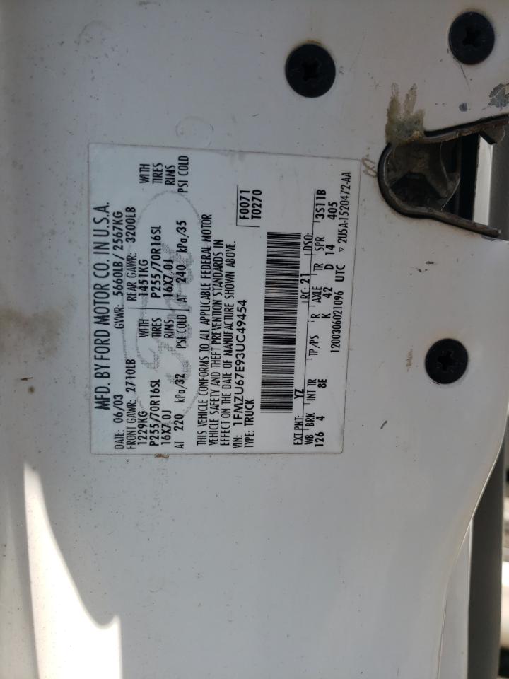 1FMZU67E93UC49454 2003 Ford Explorer Sport Trac