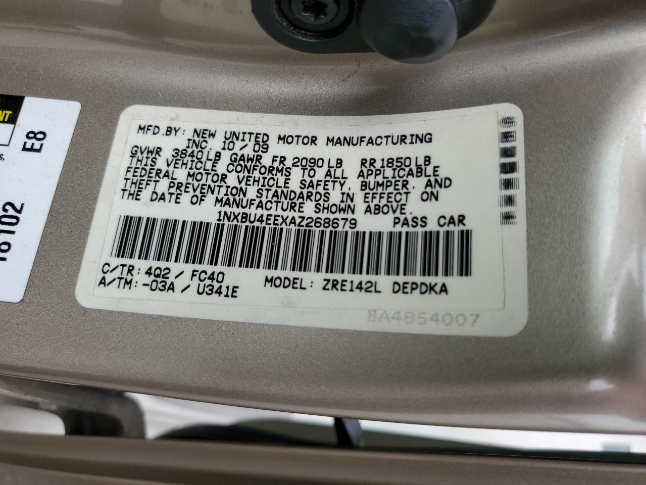 1NXBU4EEXAZ268679 2010 Toyota Corolla Base