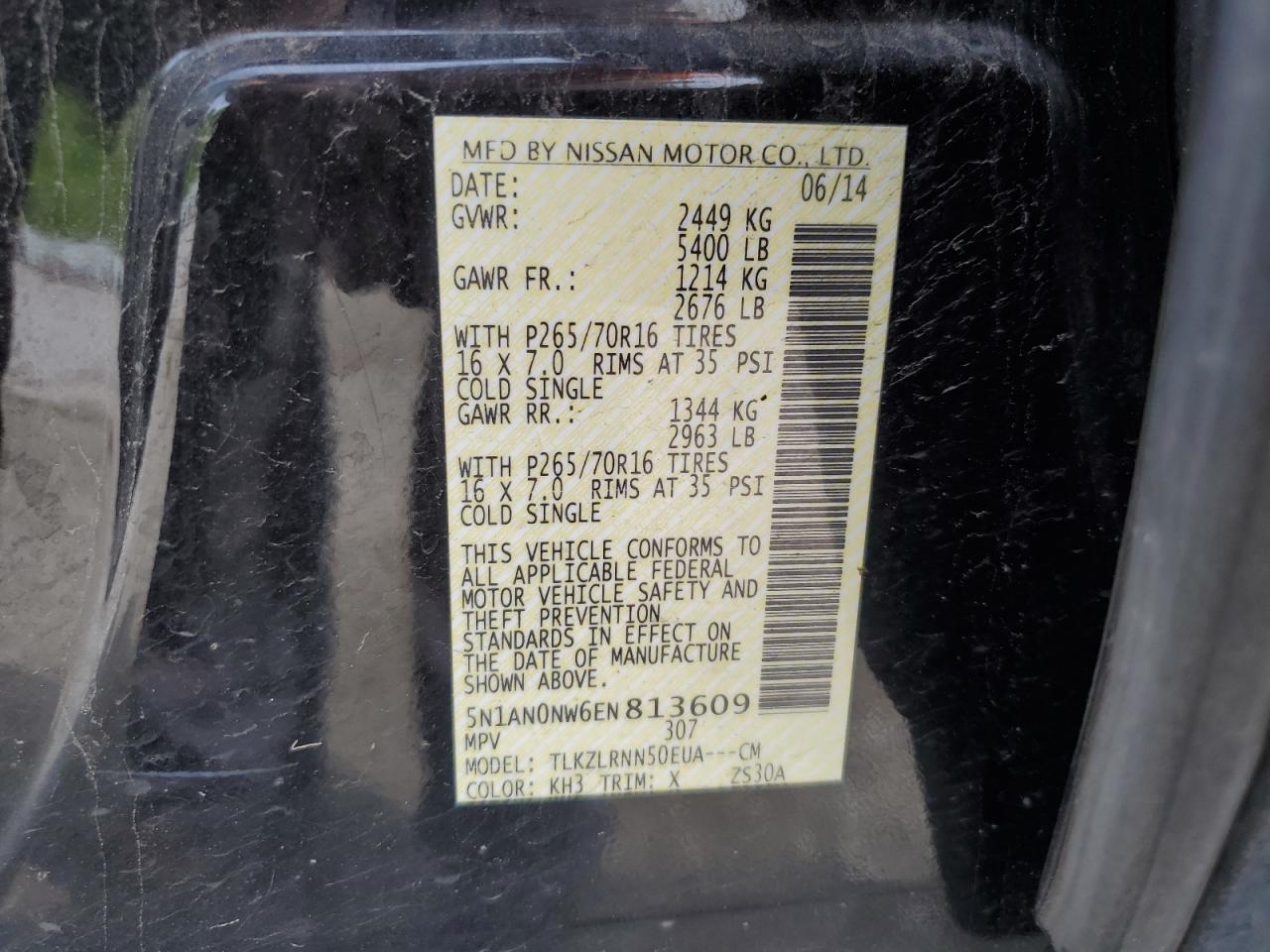 5N1AN0NW6EN813609 2014 Nissan Xterra X