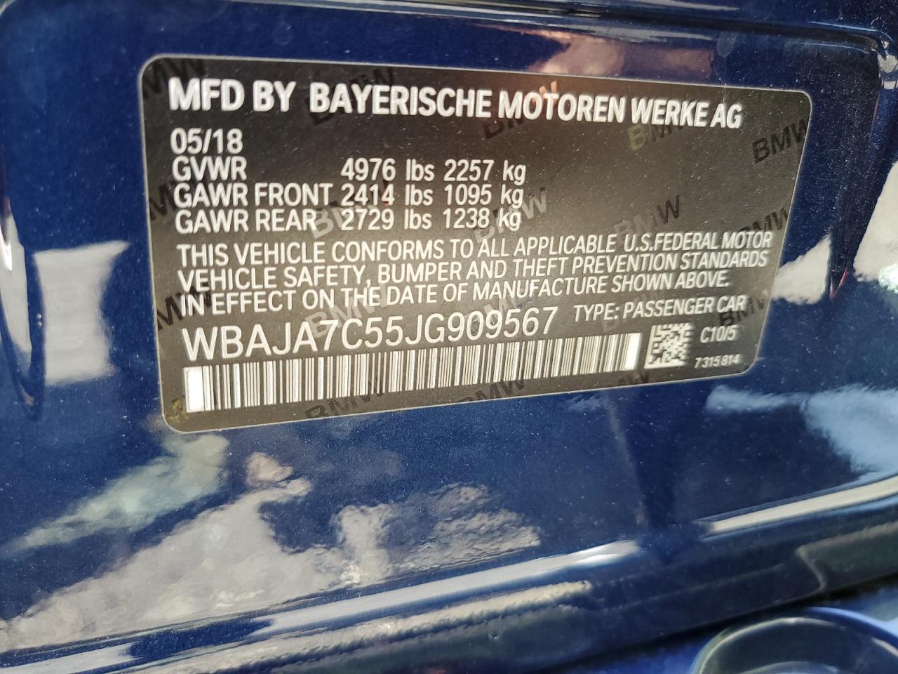 WBAJA7C55JG909567 2018 BMW 530 Xi