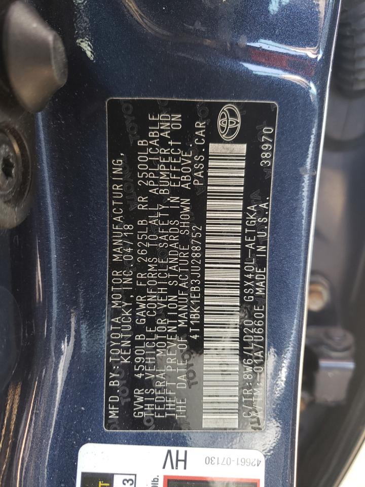 4T1BK1EB3JU288752 2018 Toyota Avalon Xle