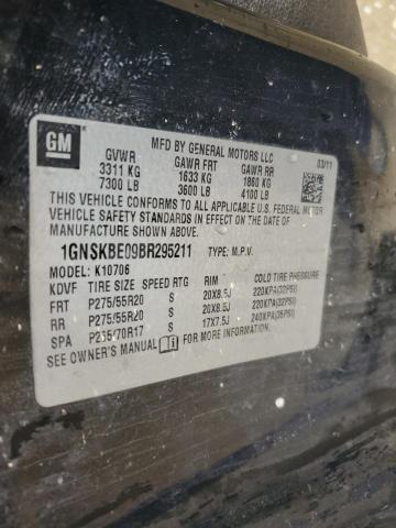 2011 Chevrolet Tahoe K1500 Lt VIN: 1GNSKBE09BR295211 Lot: 54946994