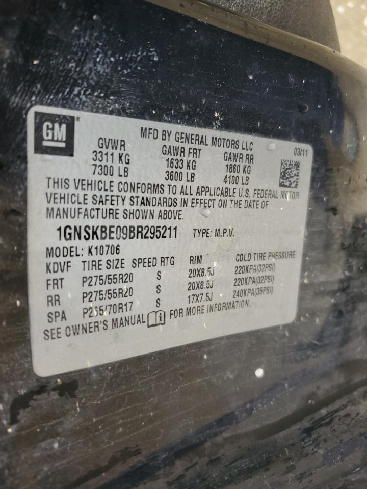 1GNSKBE09BR295211 2011 Chevrolet Tahoe K1500 Lt