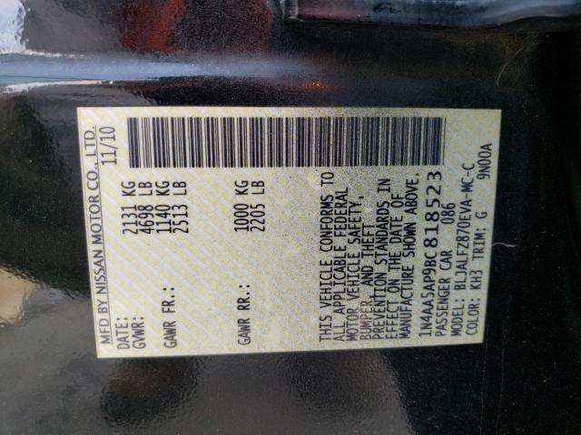 2011 Nissan Maxima S VIN: 1N4AA5AP9BC818523 Lot: 57152184